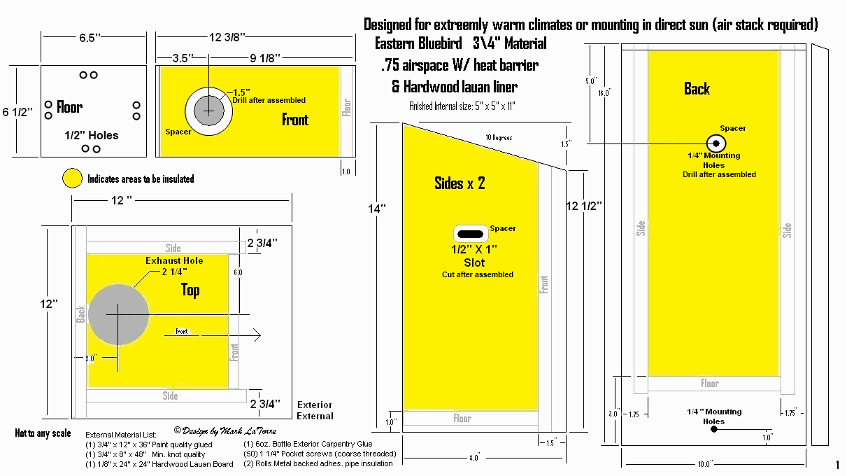 What size should the hole be in a bluebird house?