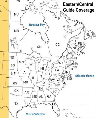 which states are covered in Eastern/Central Peterson bird field guide