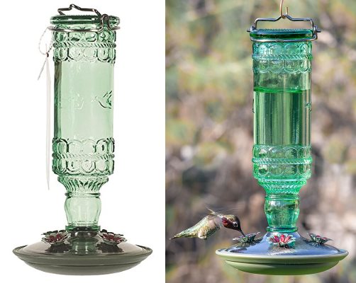 Perky Pet antique glass hummingbird feeder