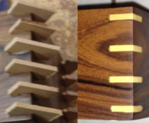 splined miter joint on bird feeder