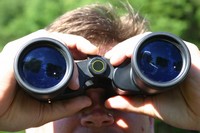 finding birds with binoculars