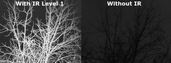 infrared binoculars comparison with and without IR level 1